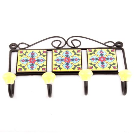 Yellow Red Tiny Flower Tiles Hooks